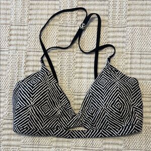 Black & White Geometric Triangle Bralette - Soft Stretch Support